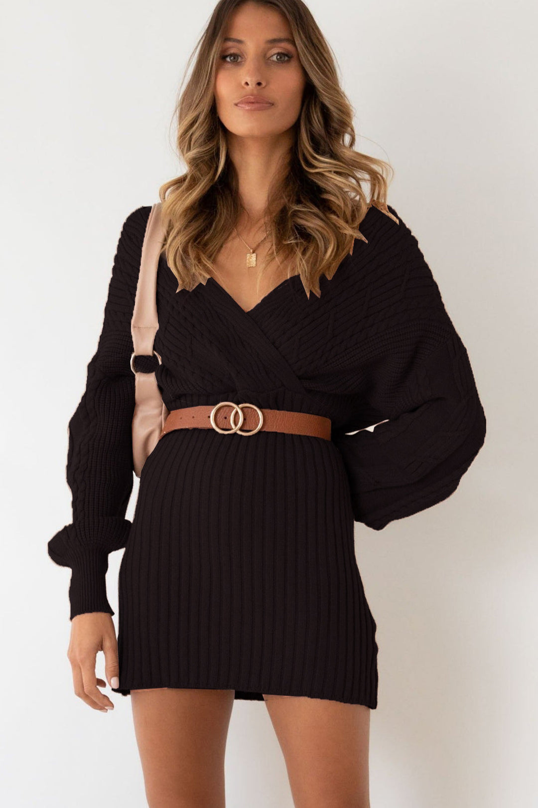 Robe en maille à encolure croisée pour femme - Ragnheidr
