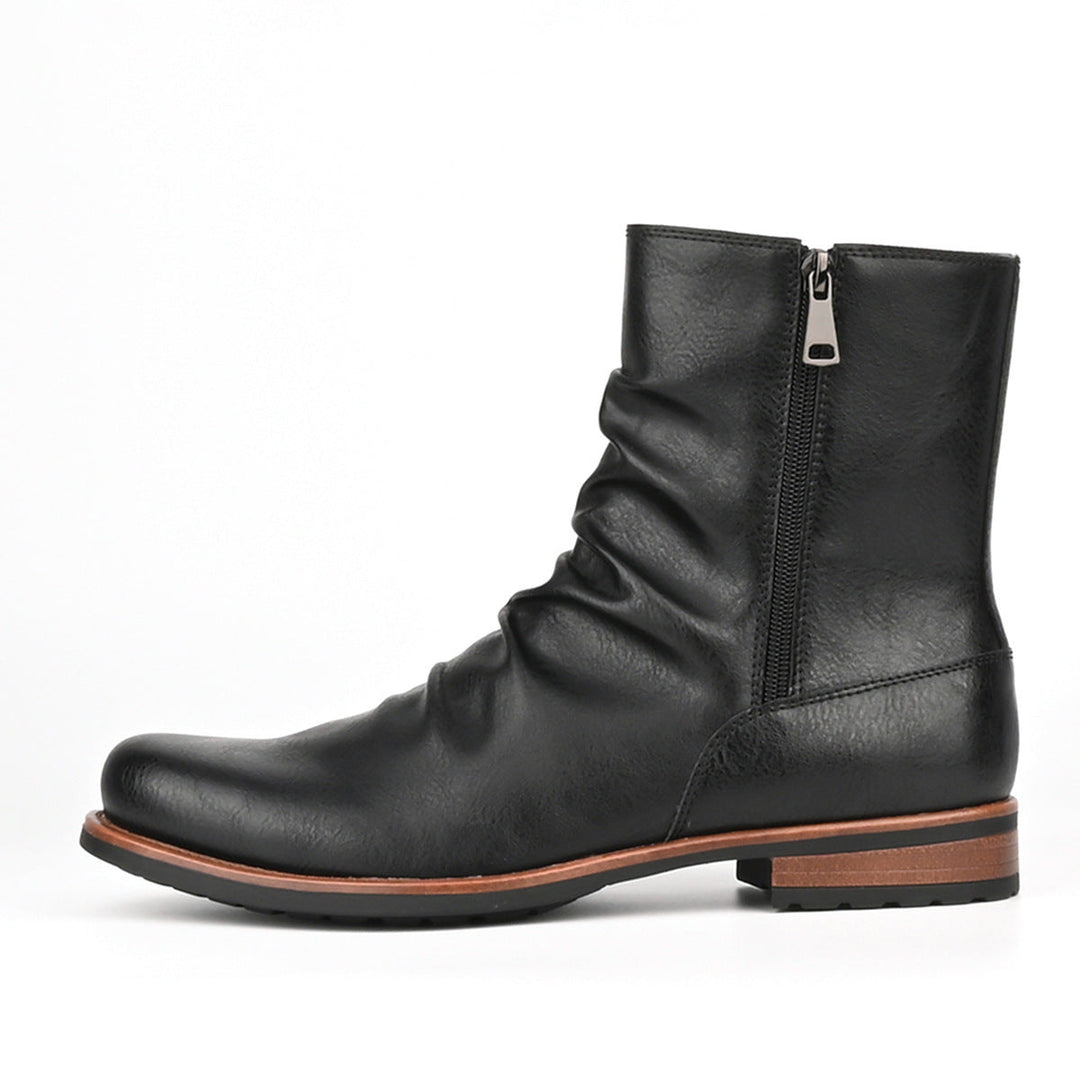 Bottes en cuir pour hommes avec fermeture éclair latérale et semelle basse - Halvor