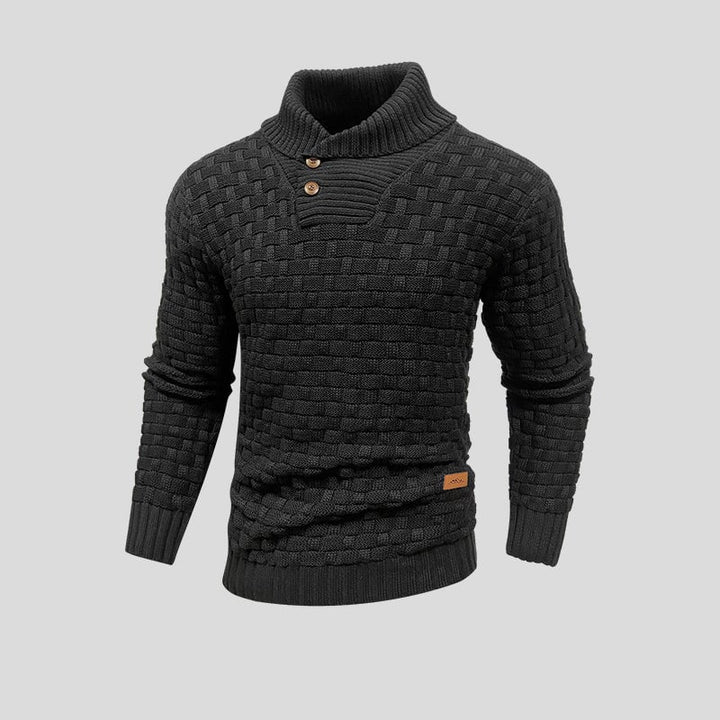 Pull en maille à col roulé boutonné pour homme - Keldor