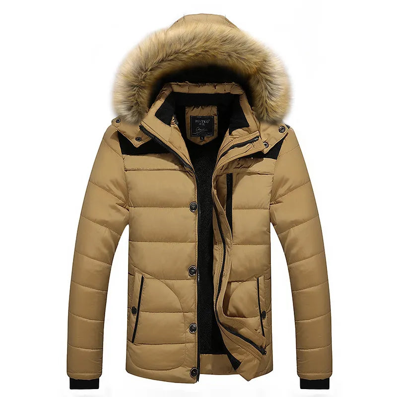 Blouson matelassé homme capuche bordée de fausse fourrure col montant - Aldren