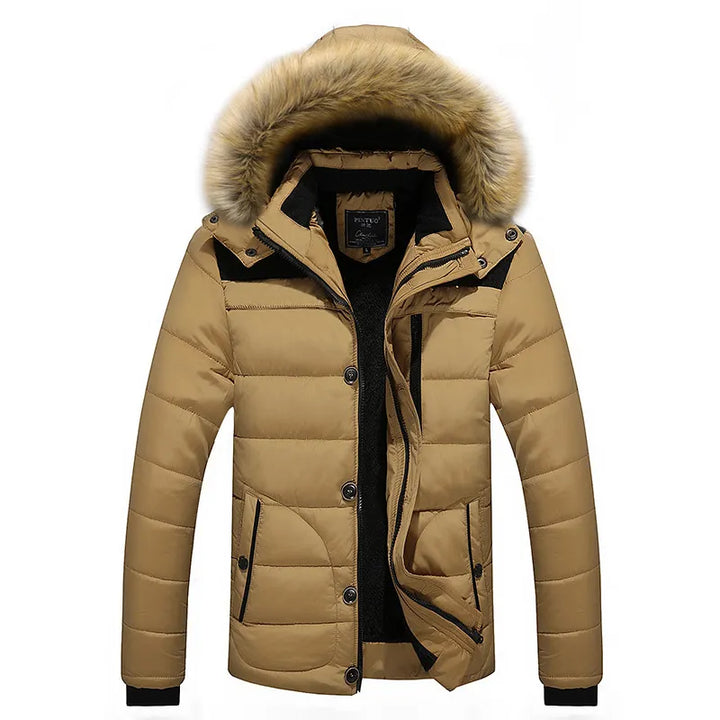 Blouson matelassé homme capuche bordée de fausse fourrure col montant - Aldren