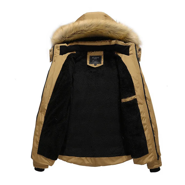 Blouson matelassé homme capuche bordée de fausse fourrure col montant - Aldren