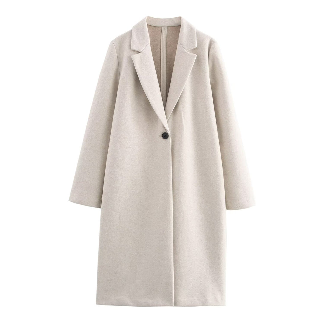 Manteau long minimaliste à revers classique pour femme - Tessa