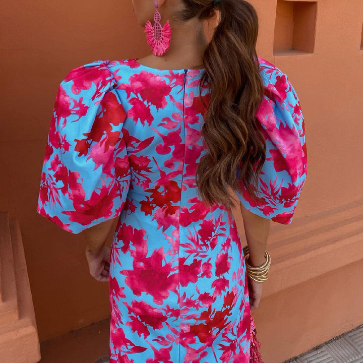 Robe midi à imprimé floral pour femmes - Amely