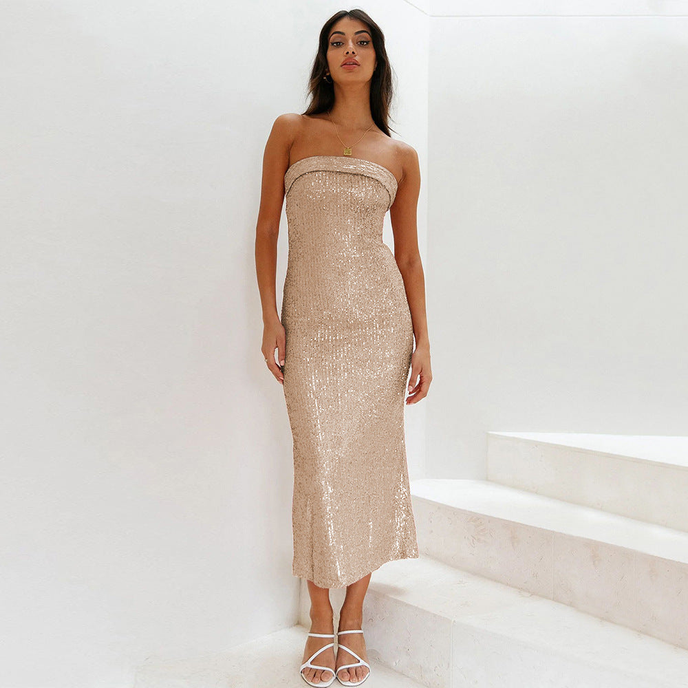 Robe bustier à effet pailleté pour femme - Rylena