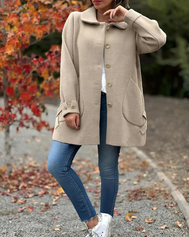 Manteau de laine à col polo pour femme avec laçage discret - Melissa