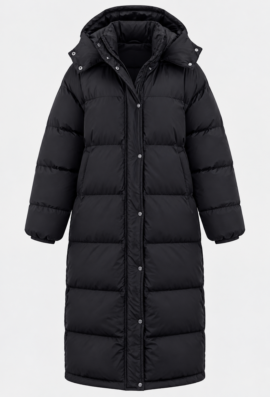 Manteau matelassé long femme oversize à capuche et col montant - Selma