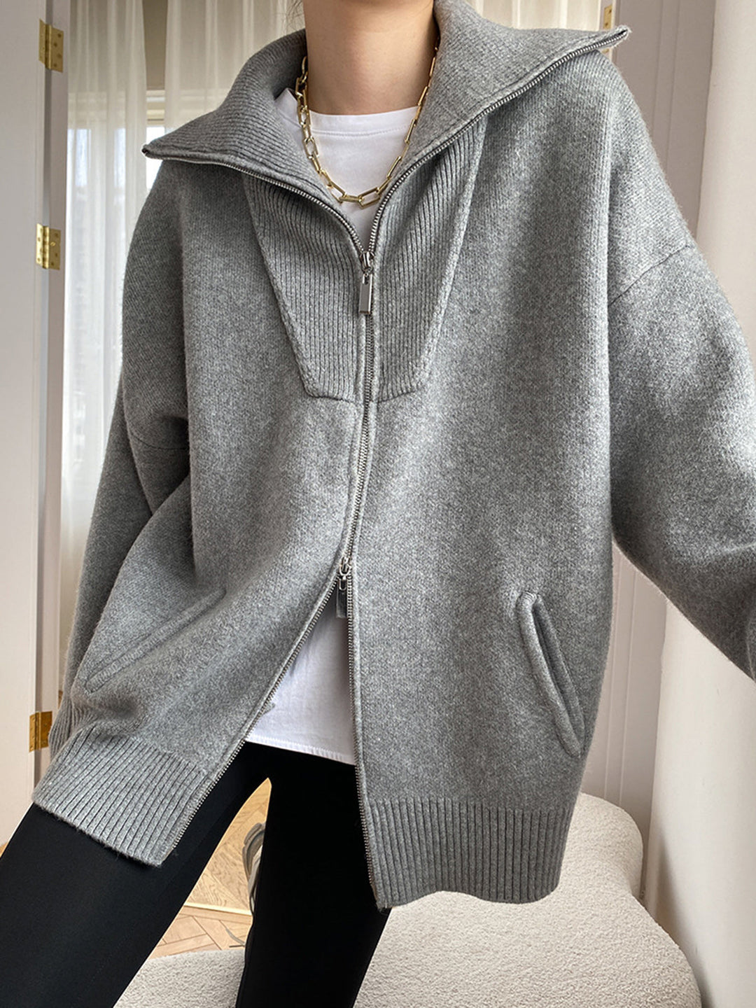 Cardigan tricoté à col ouvert pour femmes - Svanhildr