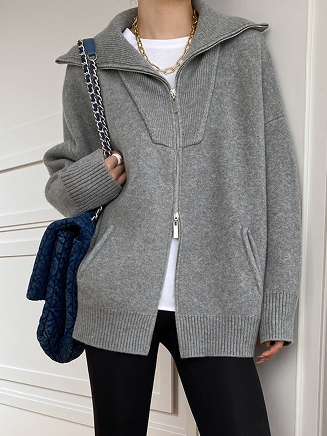 Cardigan tricoté à col ouvert pour femmes - Svanhildr