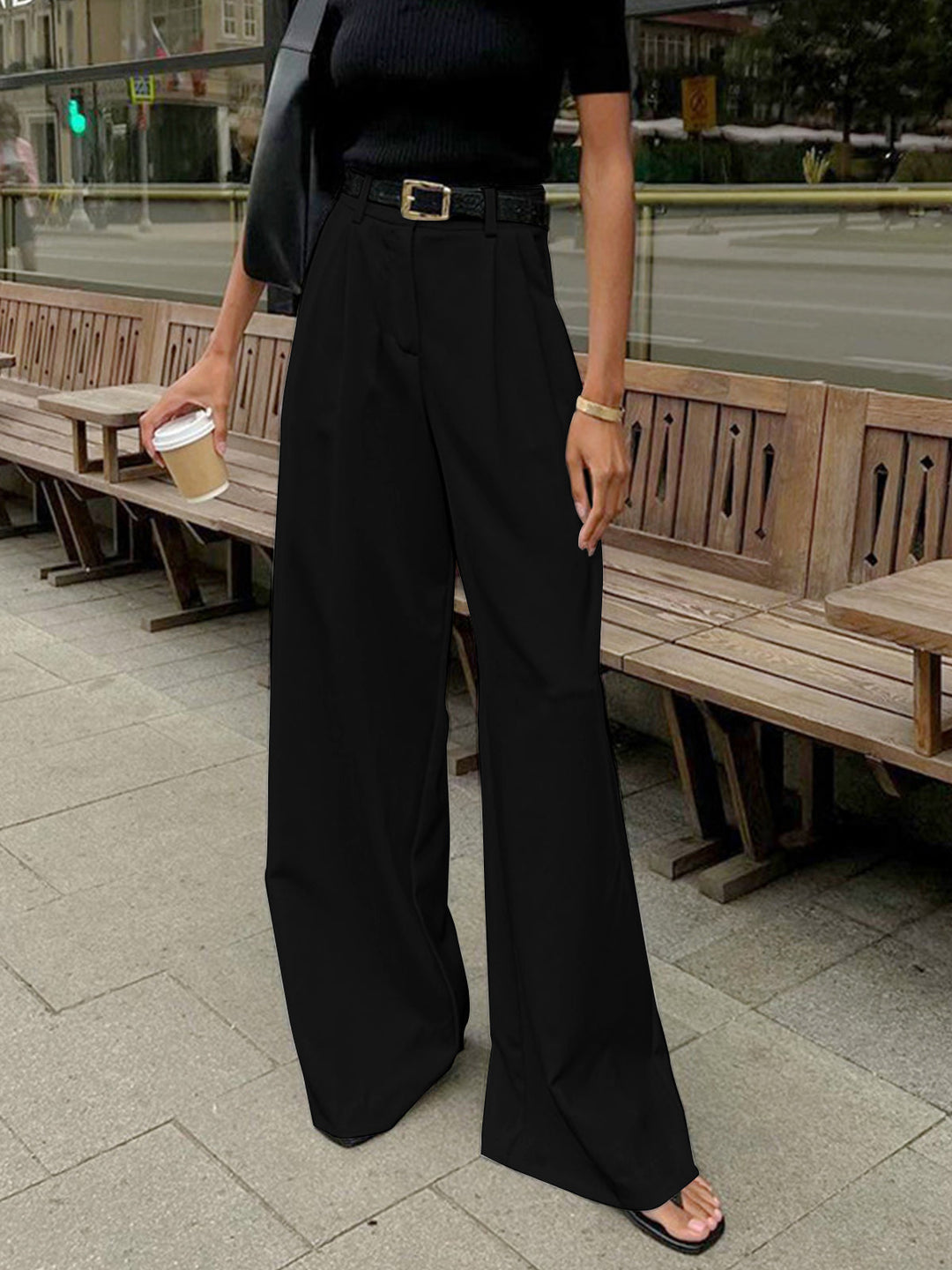 Pantalon large à taille haute pour femmes - Victoria