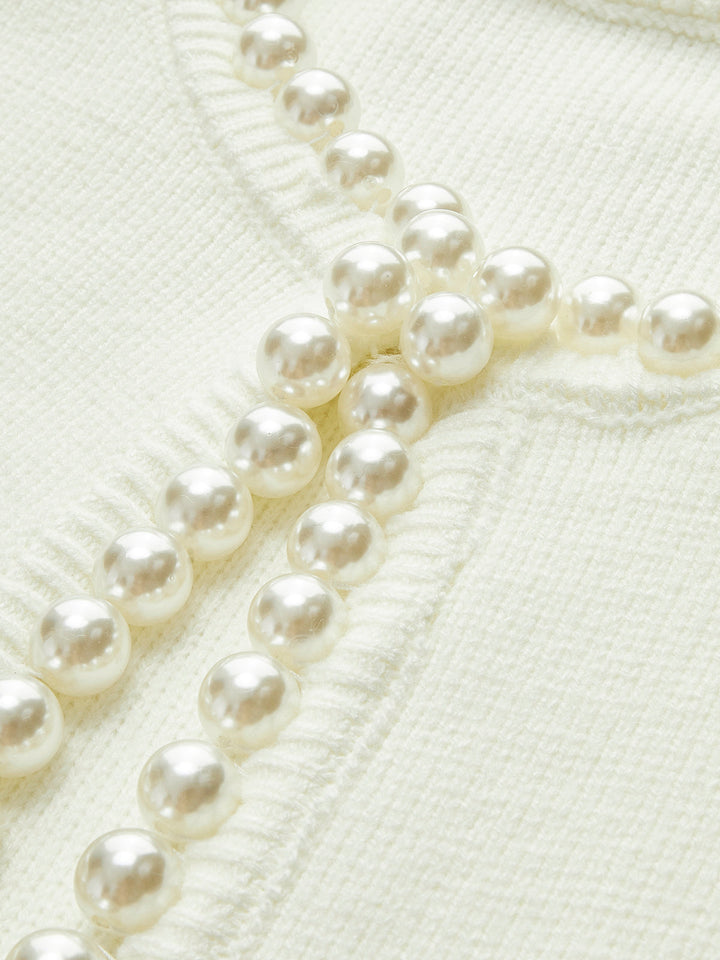 Cardigan tricoté pour femmes avec garniture en perles - Ailvina