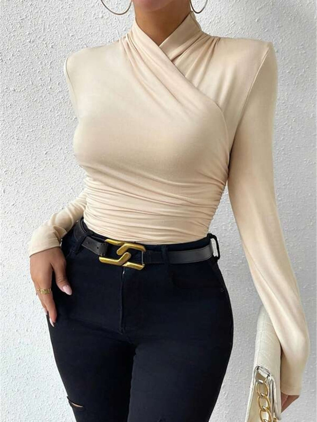 T-shirt en maille à col croisé pour femme - Sigrunel