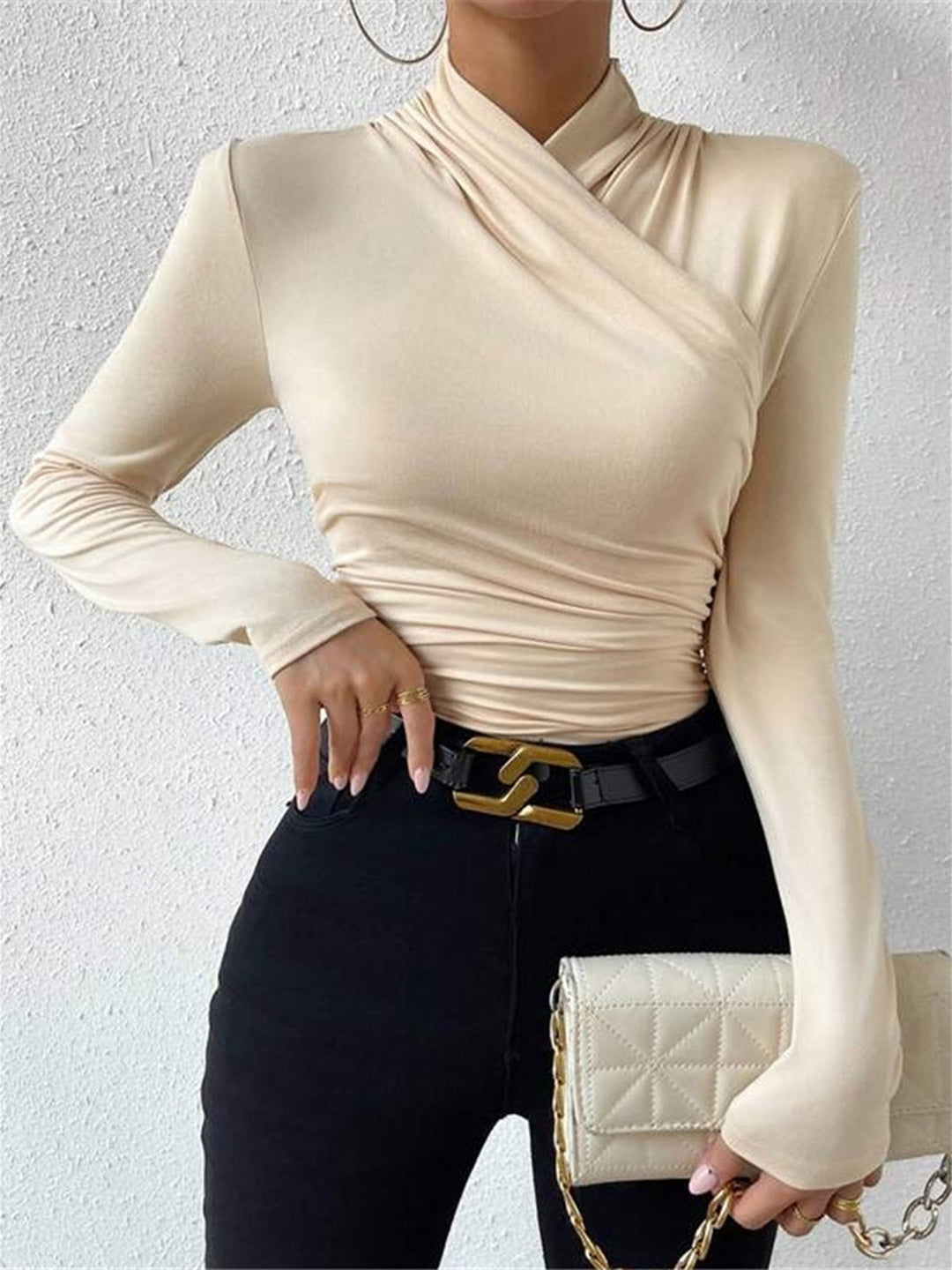 T-shirt en maille à col croisé pour femme - Sigrunel