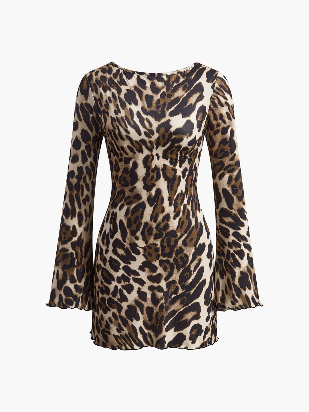 Robe léopard à dos ouvert avec nœud pour femmes - Elena