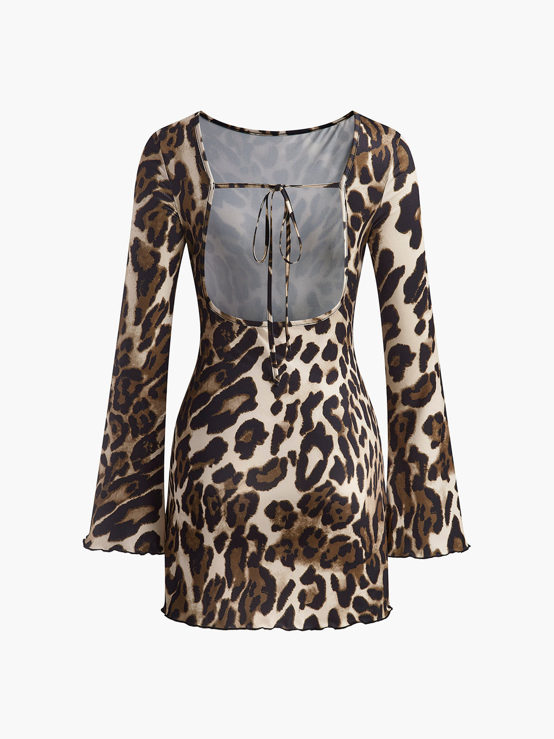 Robe léopard à dos ouvert avec nœud pour femmes - Elena