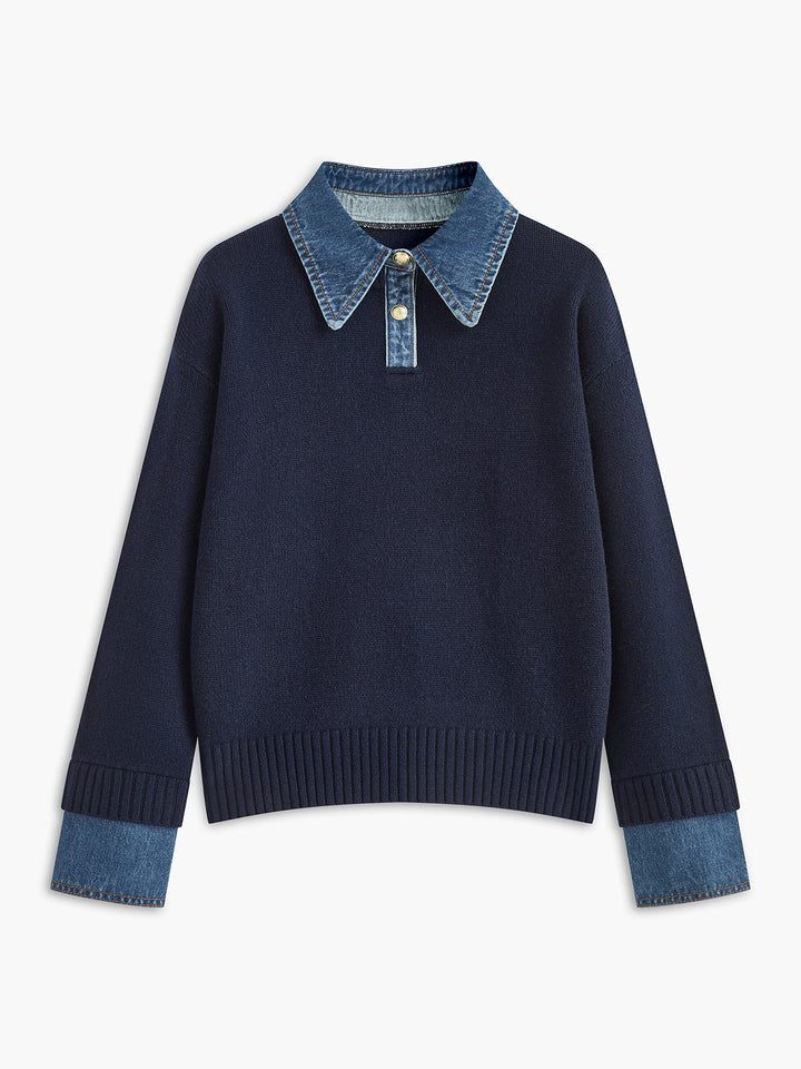 Pull femme à col chemise - Alriksa