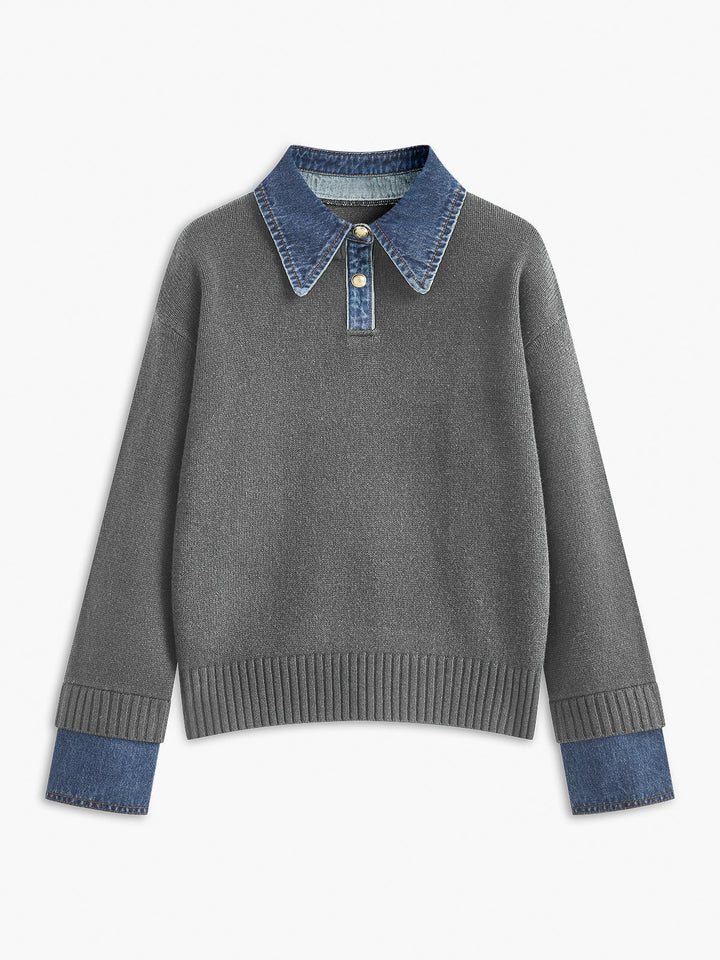 Pull femme à col chemise - Alriksa