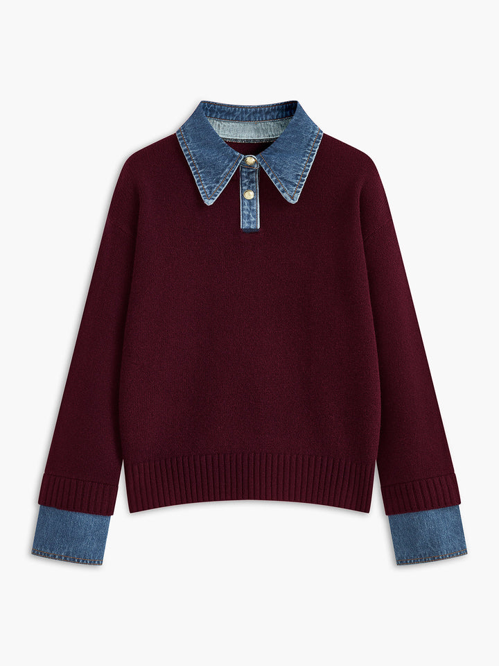 Pull femme à col chemise - Alriksa