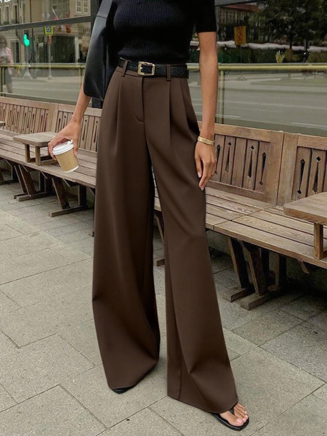 Pantalon large à taille haute pour femmes - Victoria