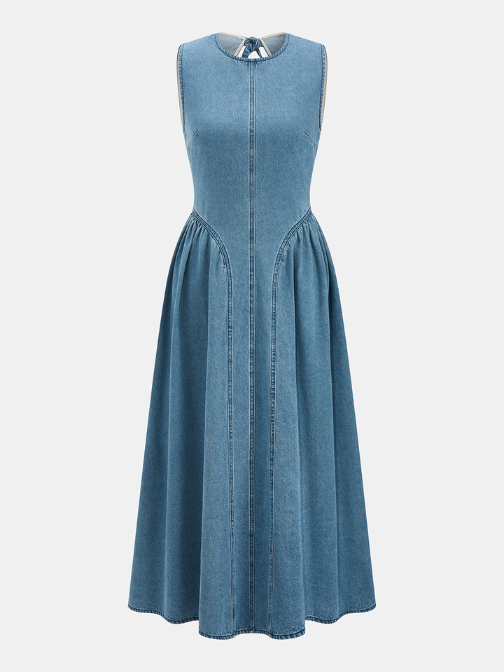 Robe sans manches en denim midi baggy robe d'été décontractée - Keyla