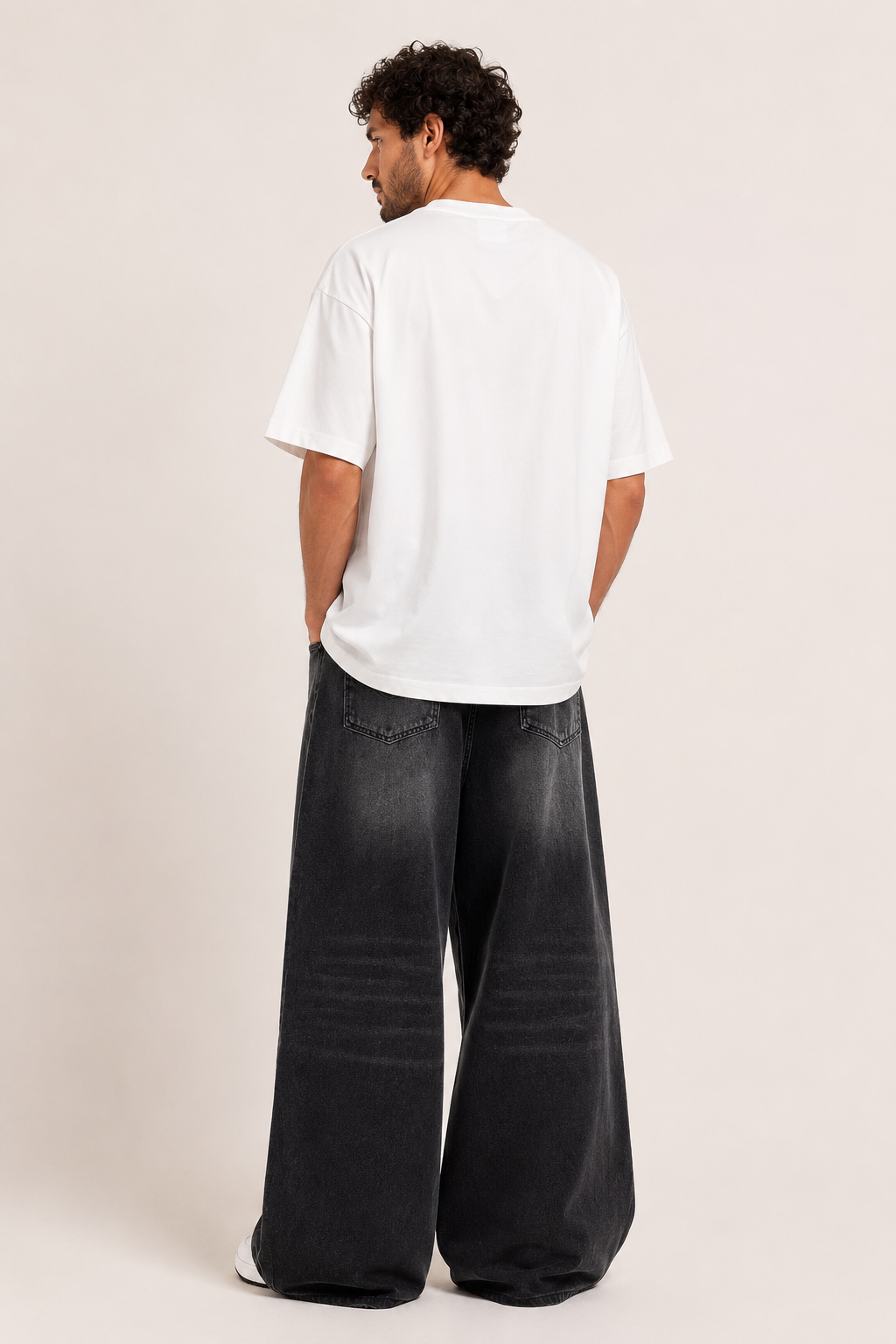 Jean baggy rétro pour homme, à jambes très larges, délavé - Klaus