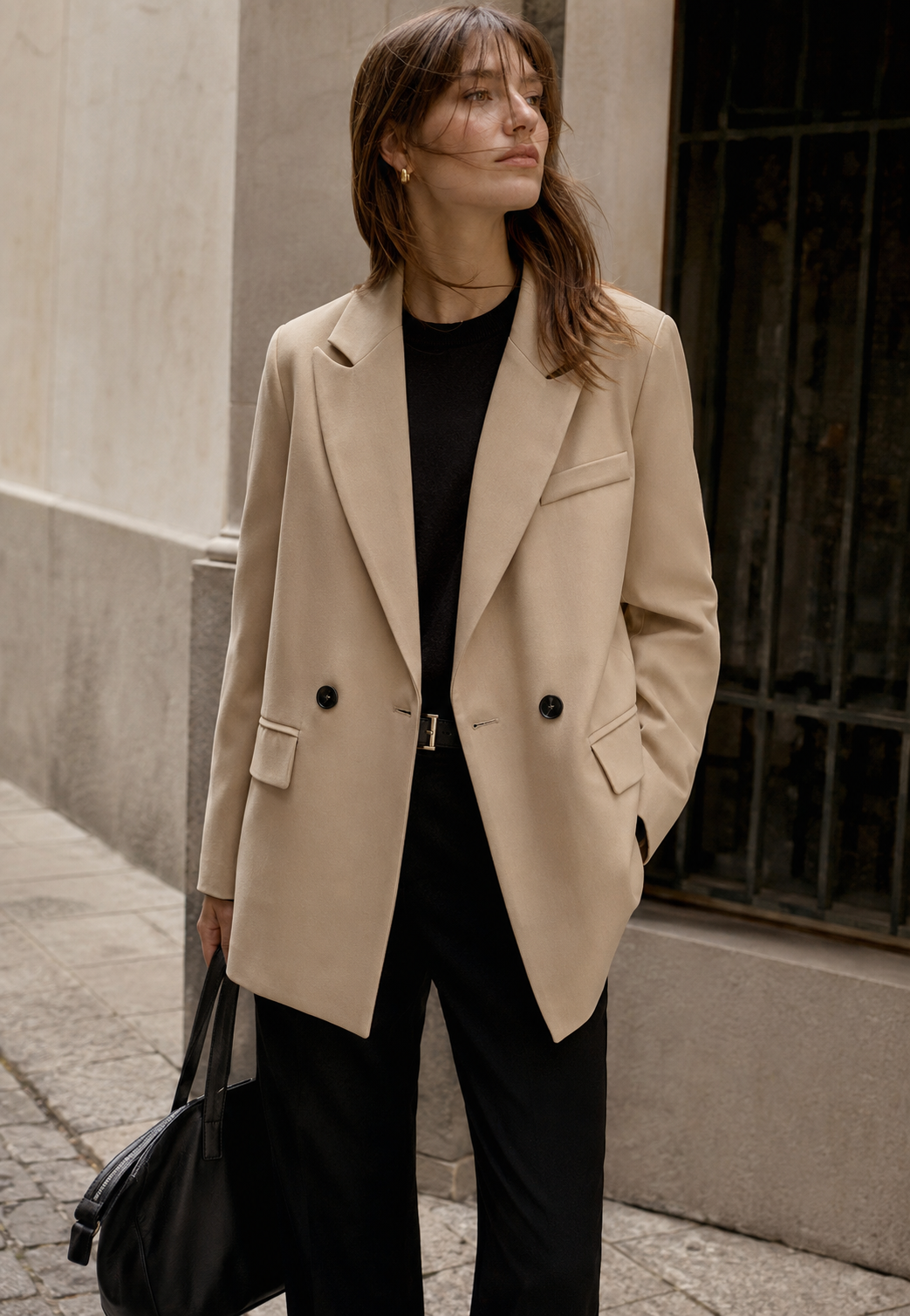 Blazer croisé pour femme, coupe droite, revers en pointe - Greta