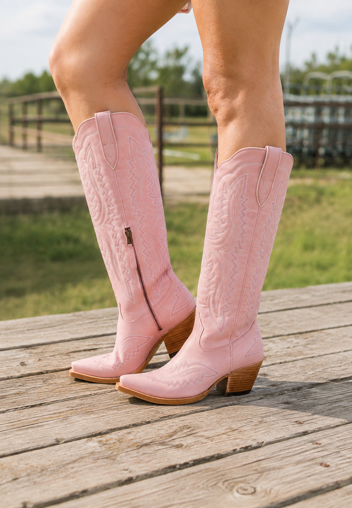 Bottes de cow-boy pour femme à tige haute, brodées - Annelie