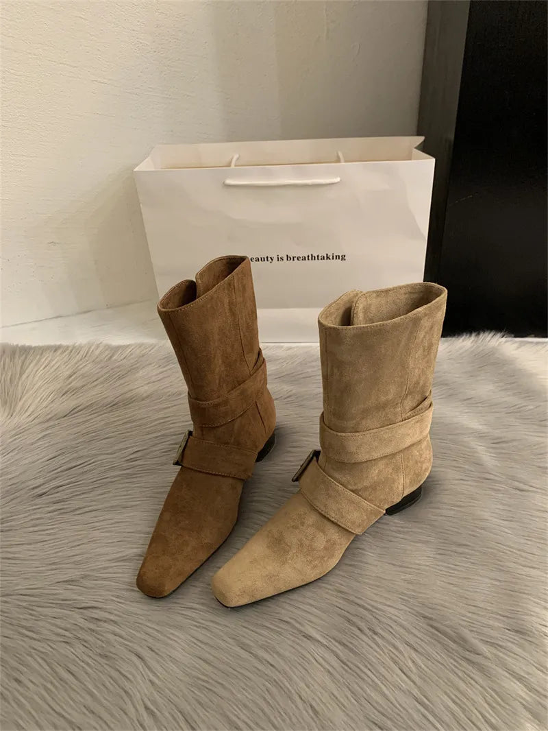 Bottines effet daim à boucles - Pelinna