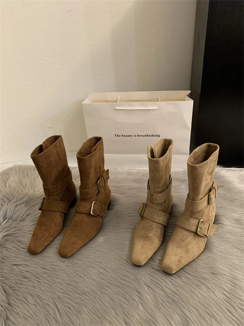 Bottines effet daim à boucles - Pelinna