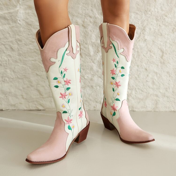 Bottes de cow-boy brodées classiques à bout pointu pour femmes - Lizzy