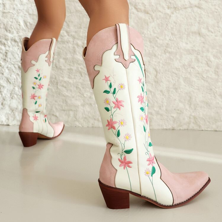 Bottes de cow-boy brodées classiques à bout pointu pour femmes - Lizzy