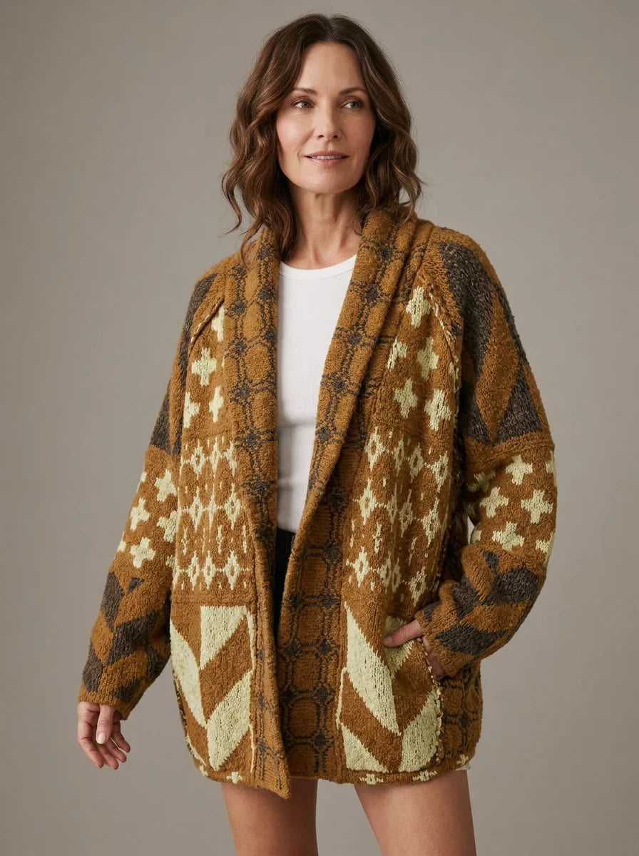 Cardigan long en maille imprimé pour femme - Nyxie