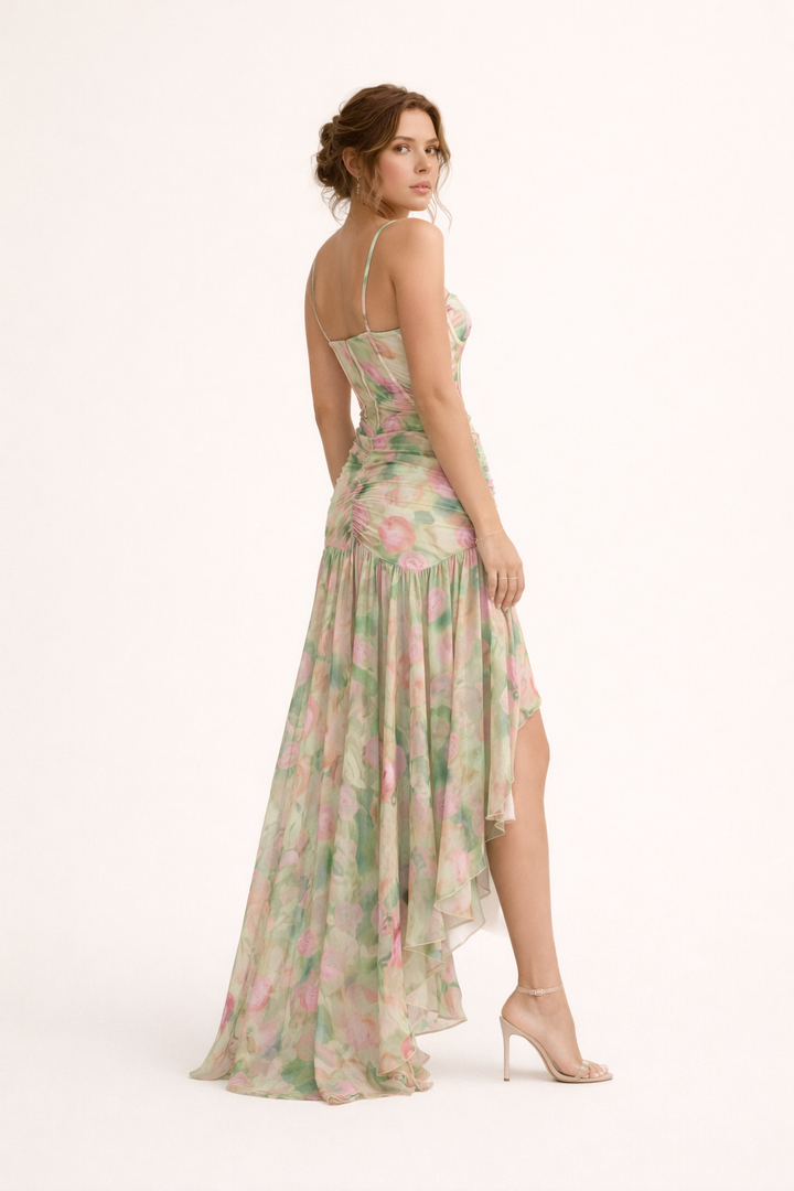 Robe longue à fleurs pour femmes, style élégant - Carla