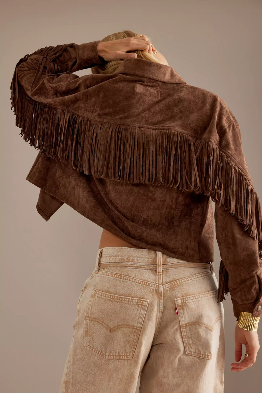 Blouson femme effet daim à franges - Calista
