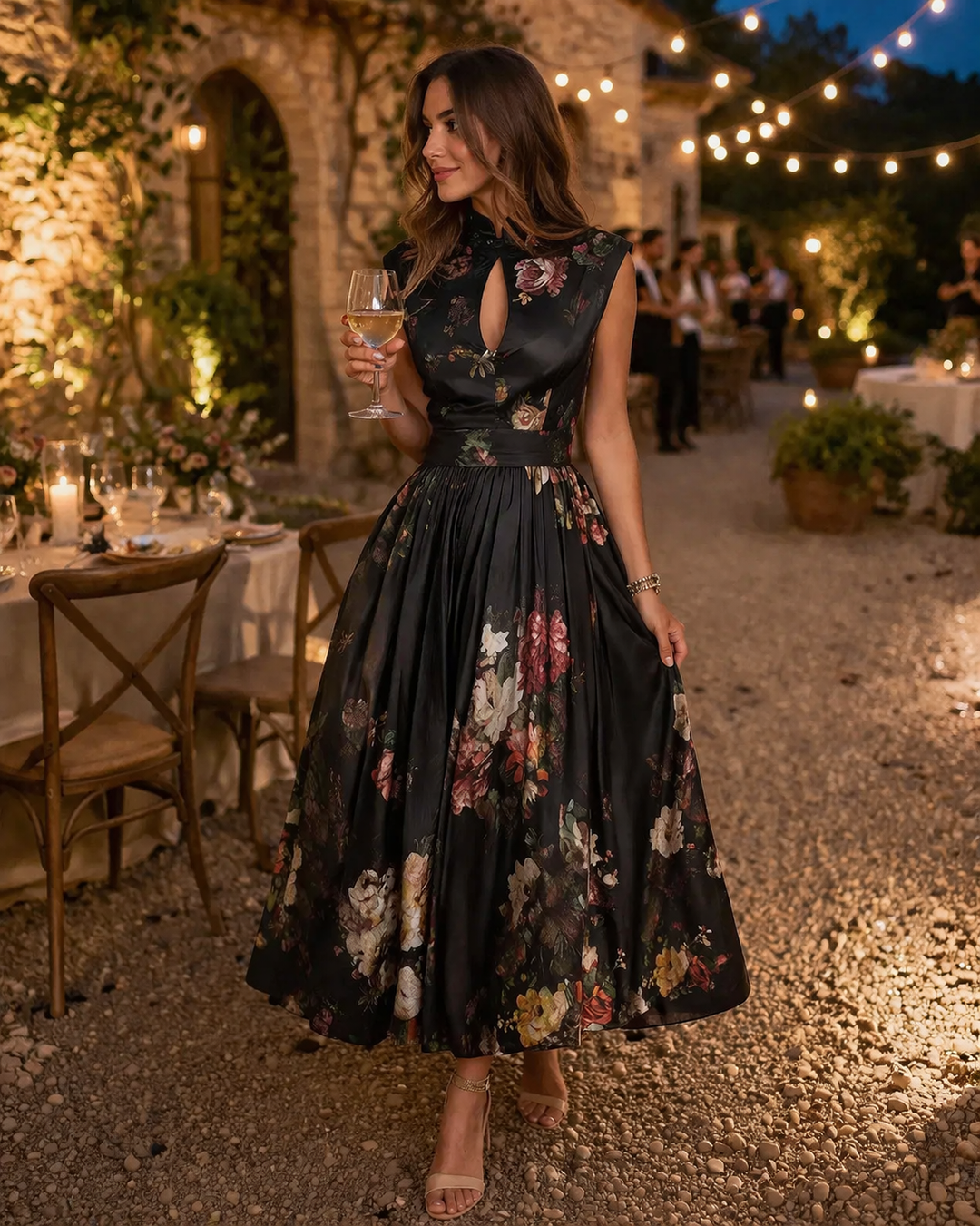 Robe midi élégante et fleurie pour femme - Giada