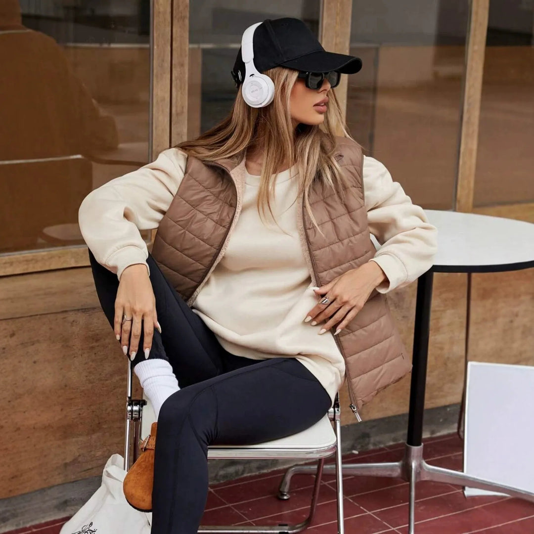 Gilet matelassé pour femme avec zip et poches - Elora