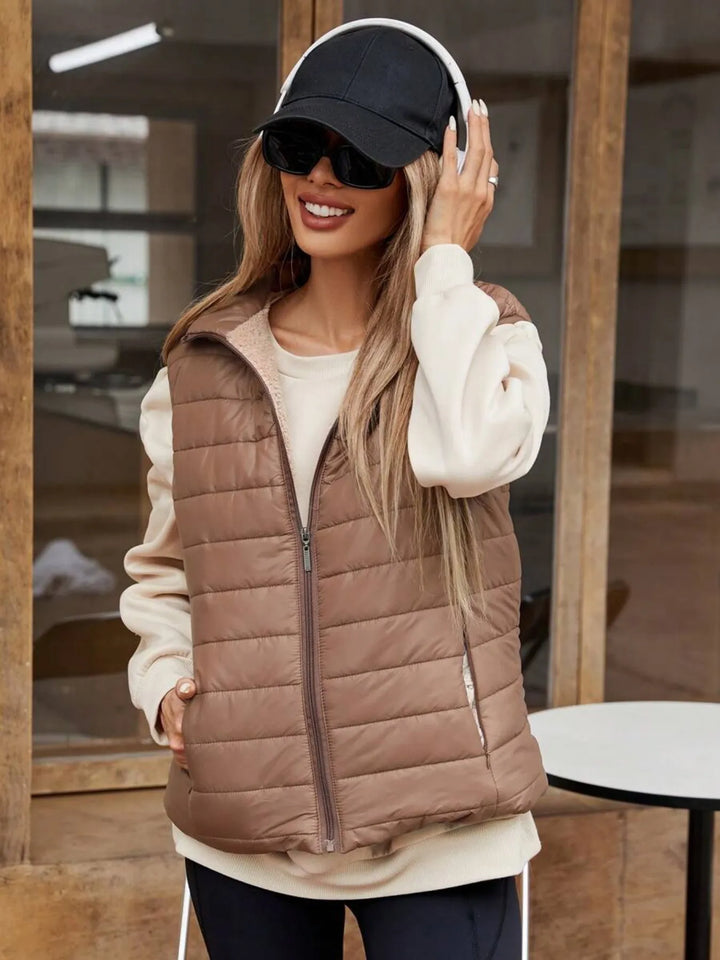 Gilet matelassé pour femme avec zip et poches - Elora