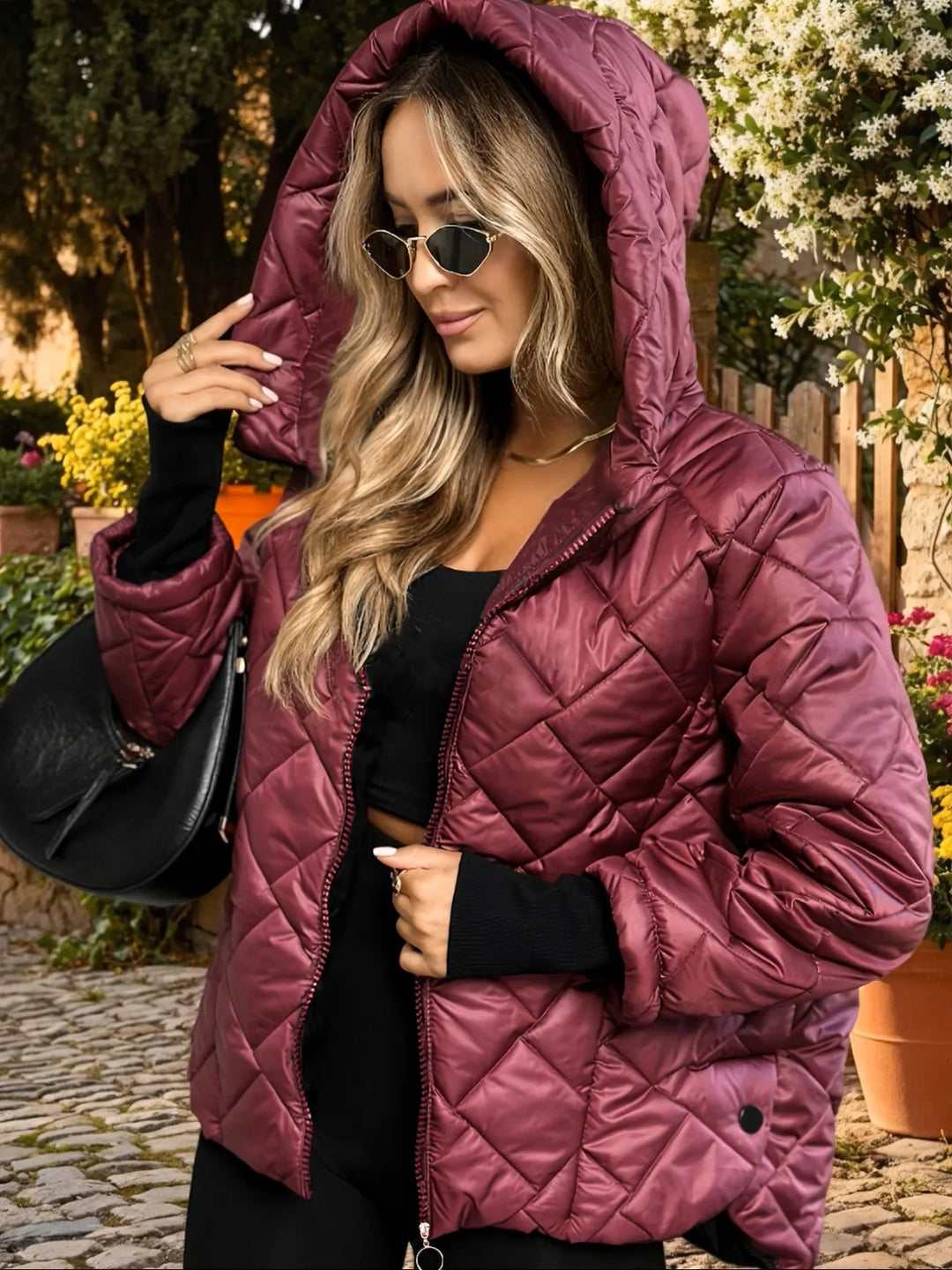 Veste matelassée pour femme avec capuche et zip - Elina