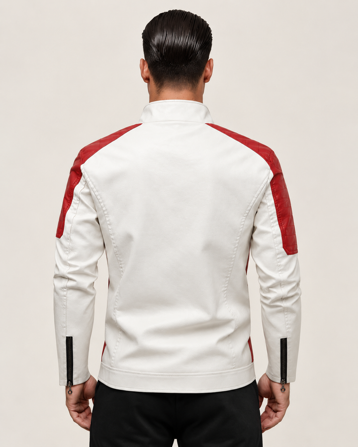 Veste de motard bicolore à fermeture éclair - Theo