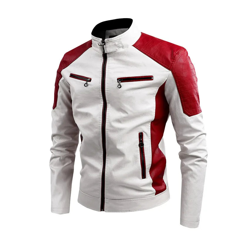 Veste de motard bicolore à fermeture éclair - Theo