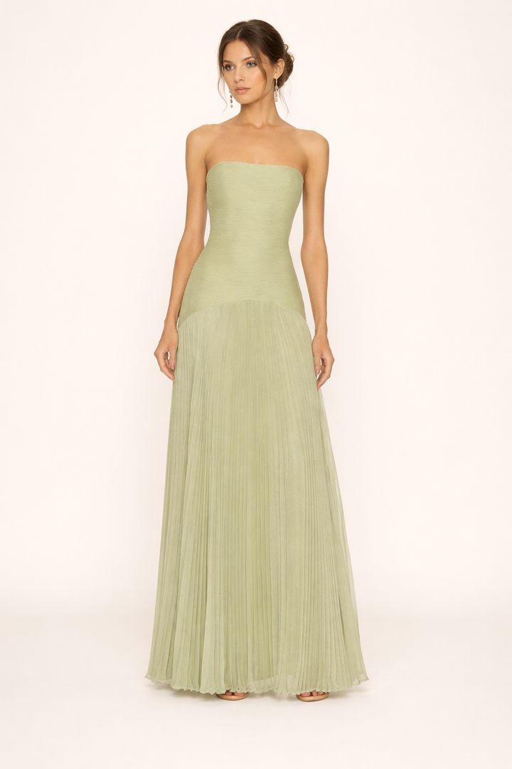 Robe maxi plissée sans bretelles robe d'été femme sans bretelles - Arvella