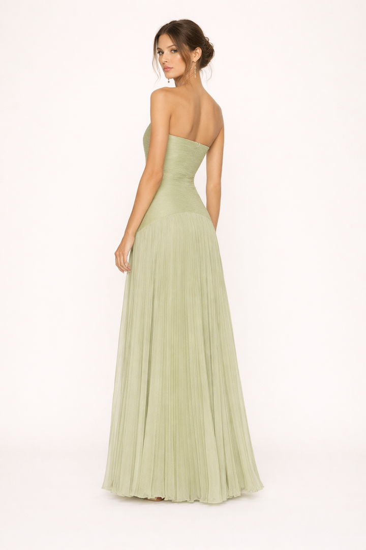 Robe maxi plissée sans bretelles robe d'été femme sans bretelles - Arvella