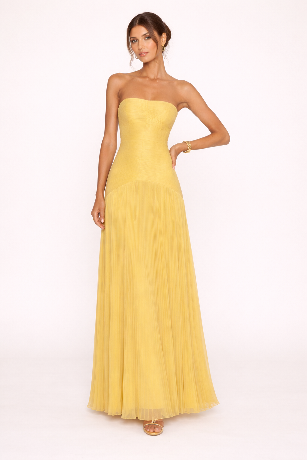 Robe maxi plissée sans bretelles robe d'été femme sans bretelles - Arvella