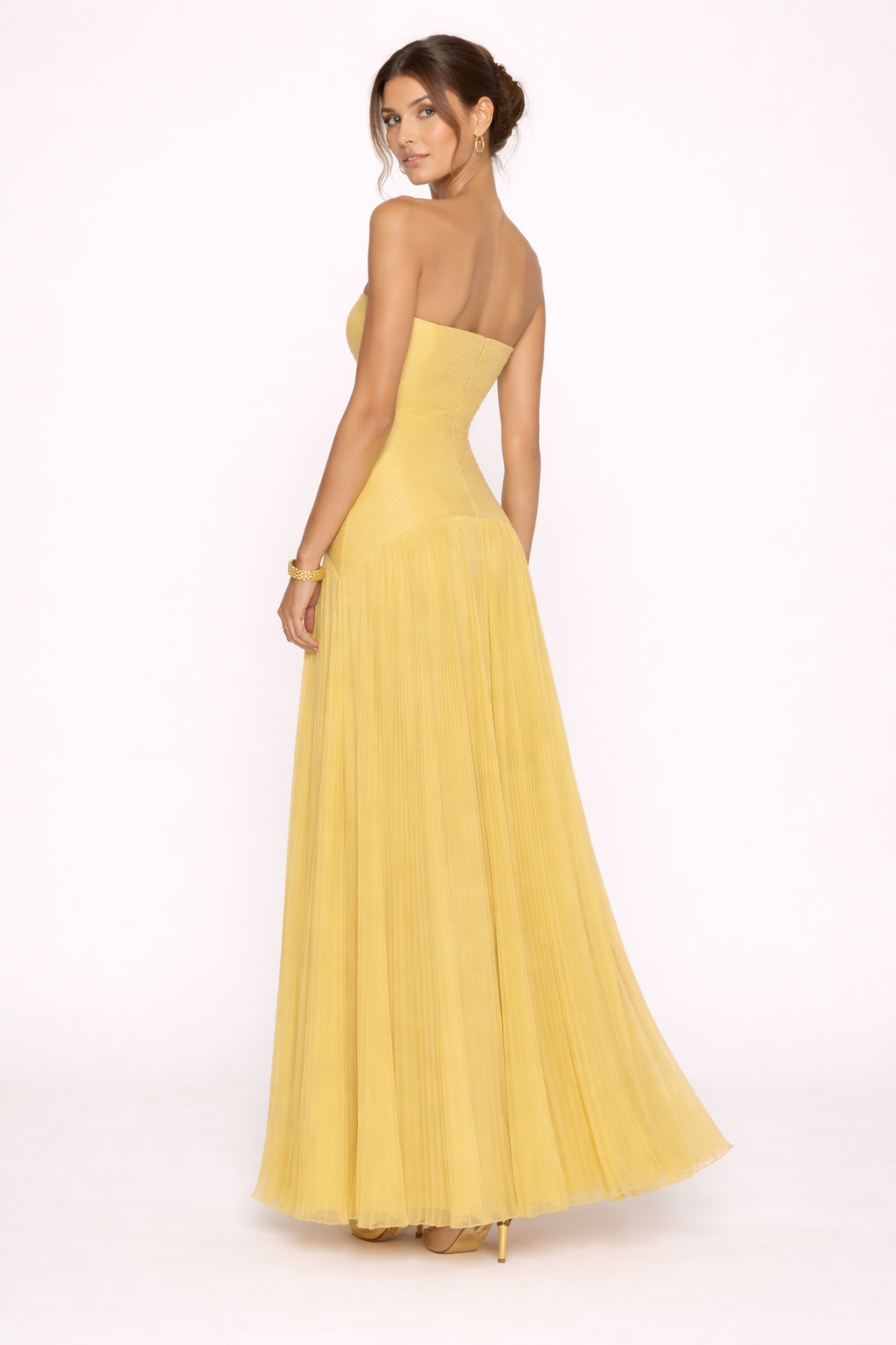 Robe maxi plissée sans bretelles robe d'été femme sans bretelles - Arvella