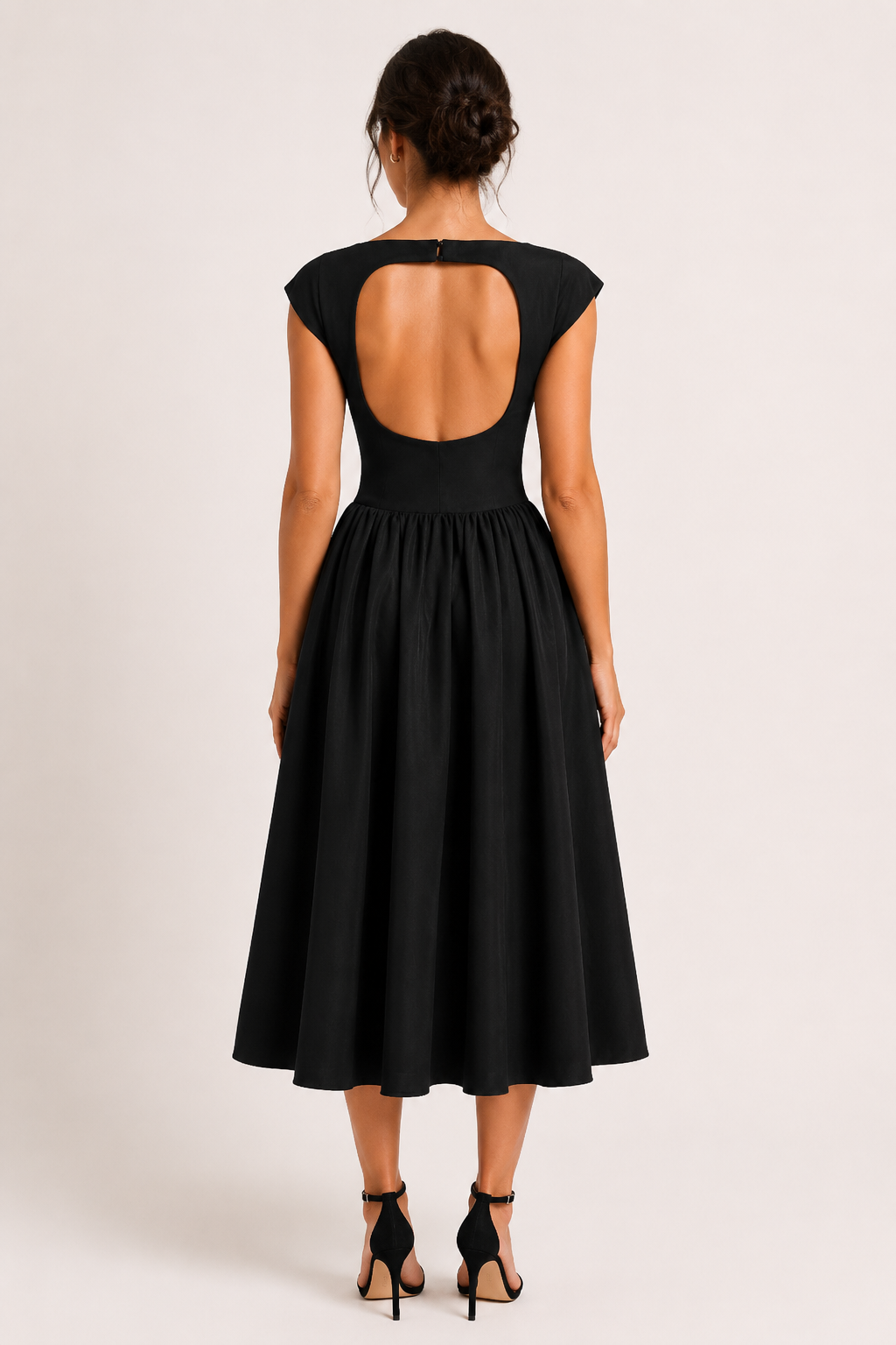 Robe de cocktail midi élégante à jupe ample - Alisa