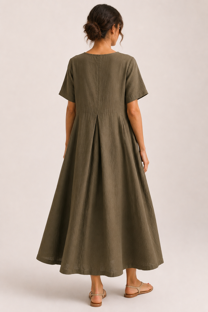 Robe longue oversize pour femme, à manches courtes et poches - Gesine