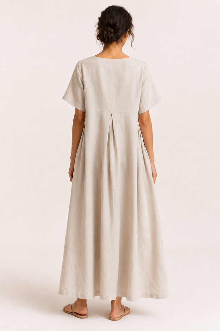 Robe longue oversize pour femme, à manches courtes et poches - Gesine