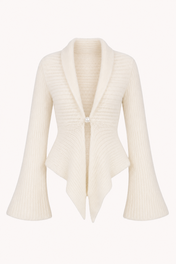 Cardigan en maille pour femme, col en V et manches évasées - Gundula