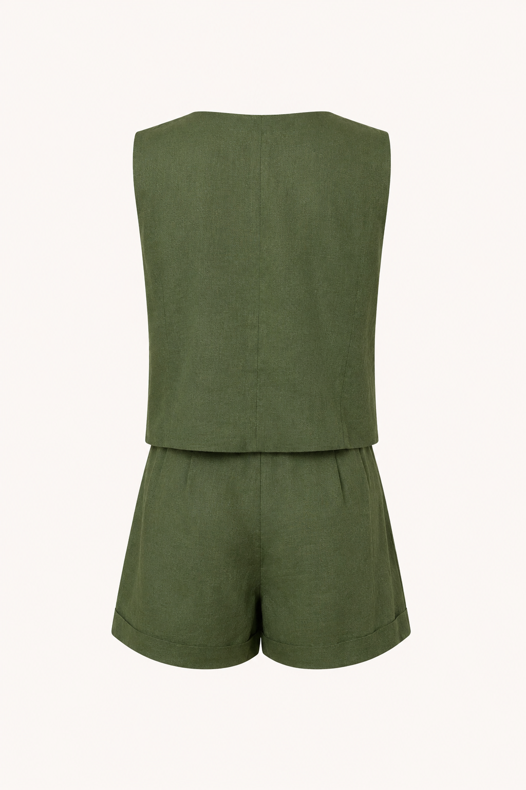 Ensemble gilet et short pour femme en lin et coton - Rita