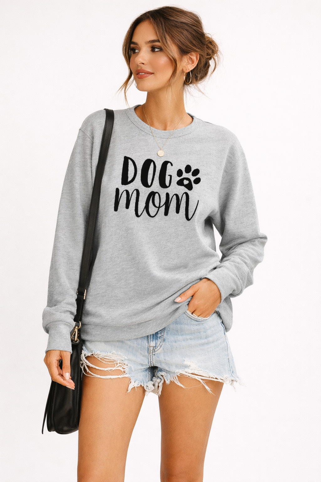 Sweat-shirt à col ras du cou avec imprimé pour femmes - Signe